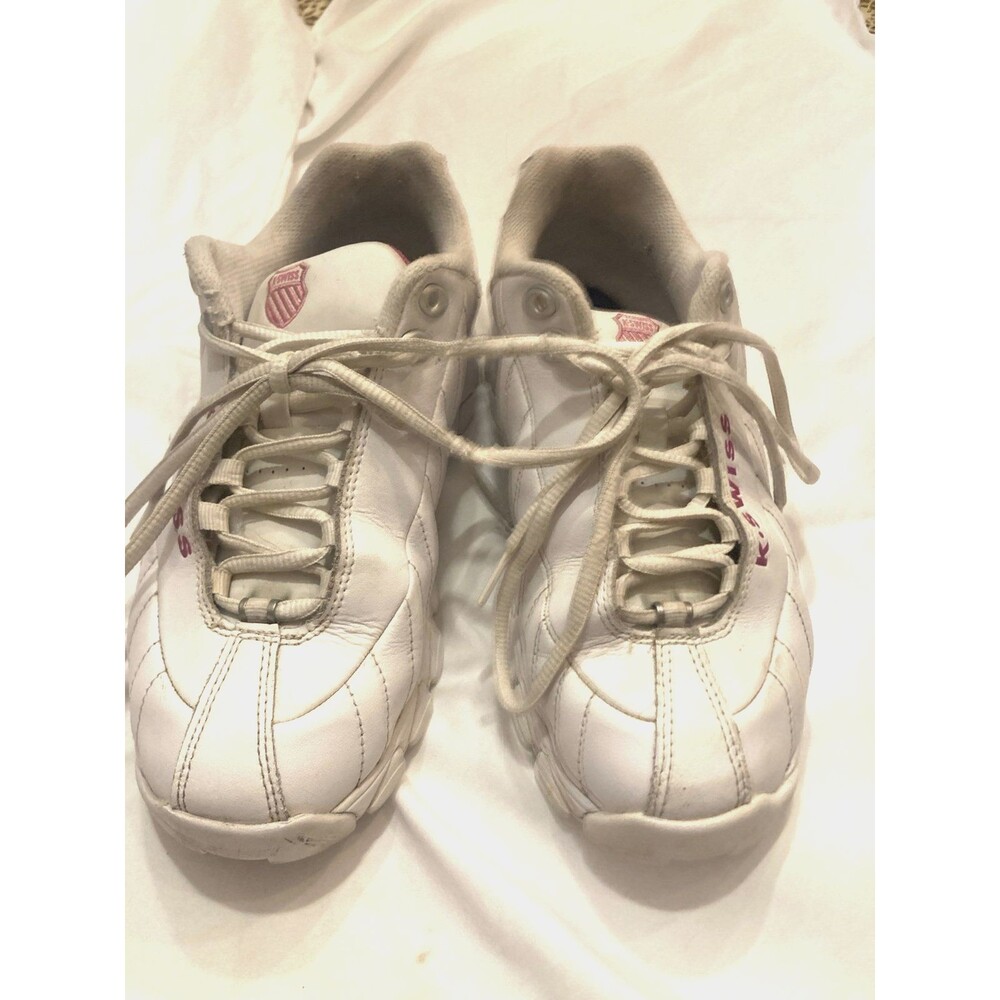 K-Swiss ST329 CMF Chunky White Pink Leather Platform Sneakers Shoes 7.5